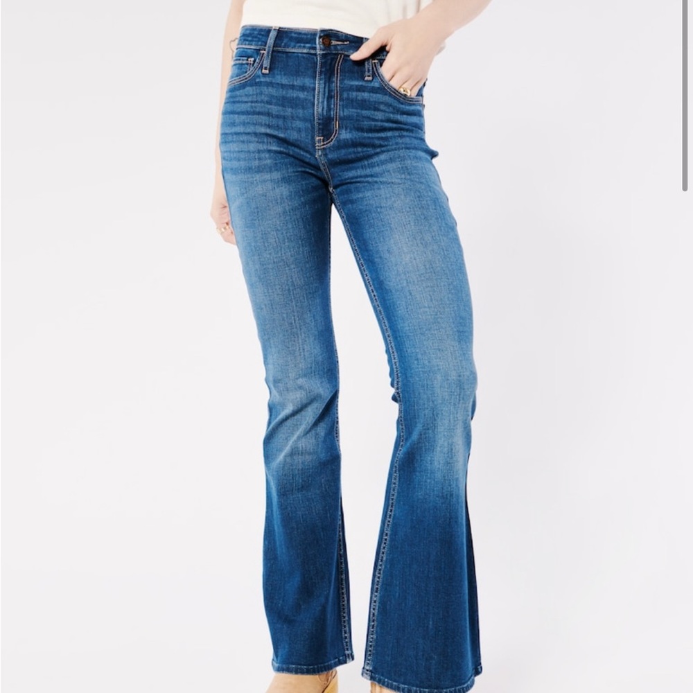 High-rise dark wash flare jeans